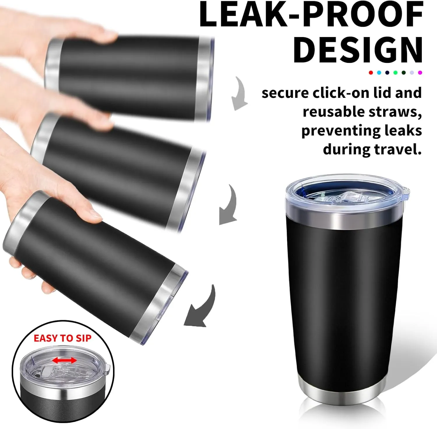 1 Pack 20oz Stainless Steel Tumbler with Lid, Leakproof Double Wall Travel Mug for Hot/Cold Drinks, Home Office Outdoor Party Use, Durable Powder Coated Insulated Cup/Orange