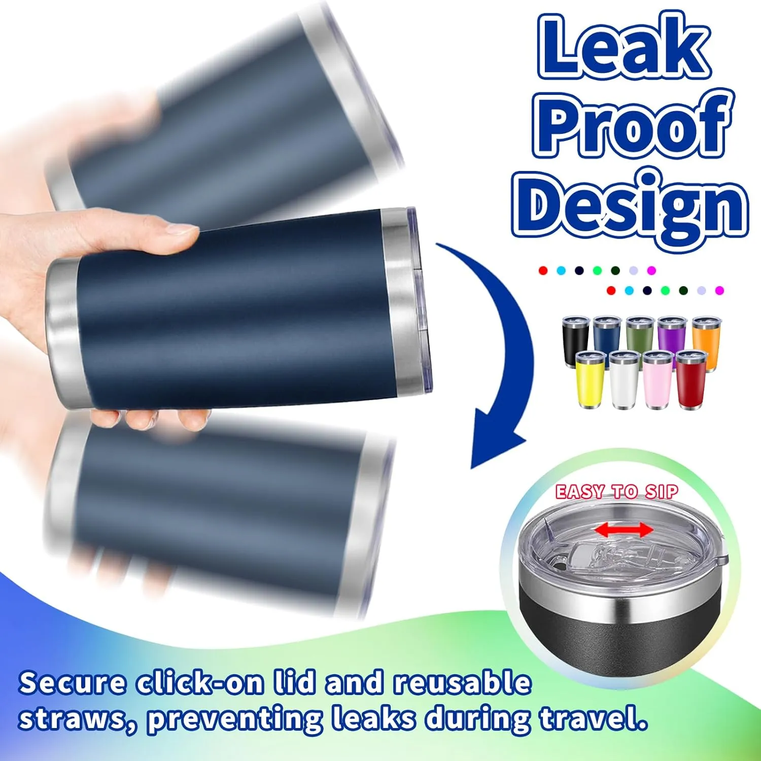 36 Packs, 20oz Stainless Steel Bulk Tumblers with Lids and Straws, Leakproof Double Wall Travel Mug for Hot/Cold Drinks, Home Office Outdoor Party, Durable Powder Coated Insulated Cup/Mix Color