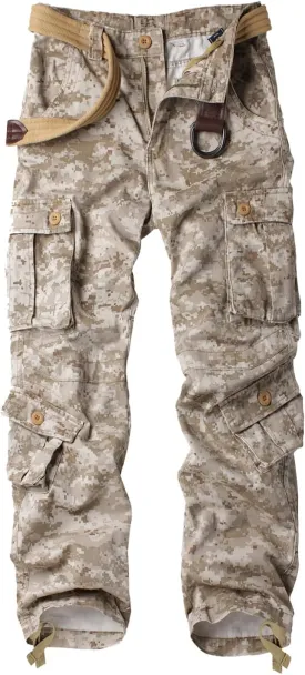 AKARMY Men's Casual Cargo Pants Military Army Camo Pants Combat Work Pants with 8 Pockets
