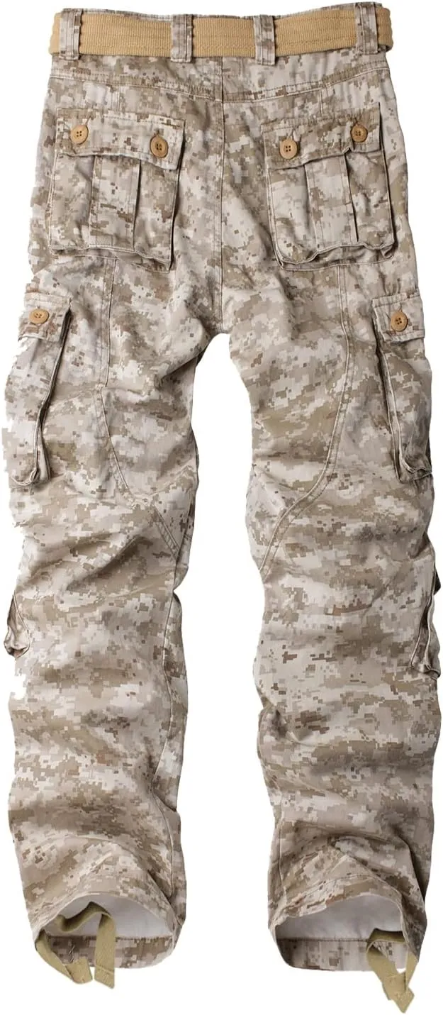 AKARMY Men's Casual Cargo Pants Military Army Camo Pants Combat Work Pants with 8 Pockets