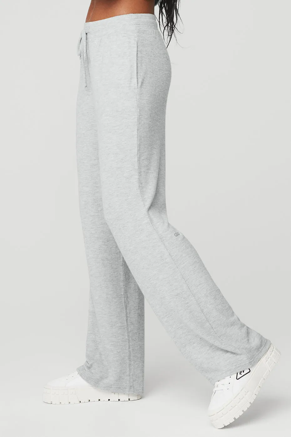 Alolux High-Waist Soho Wide Leg Pant - Athletic Heather Grey