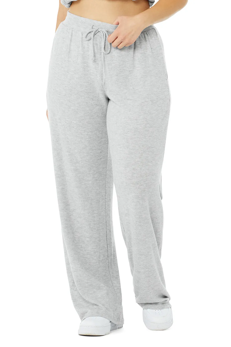 Alolux High-Waist Soho Wide Leg Pant - Athletic Heather Grey