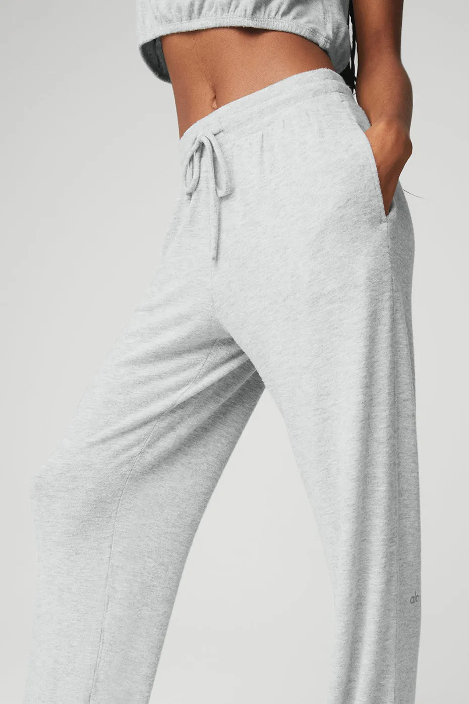 Alolux High-Waist Soho Wide Leg Pant - Athletic Heather Grey