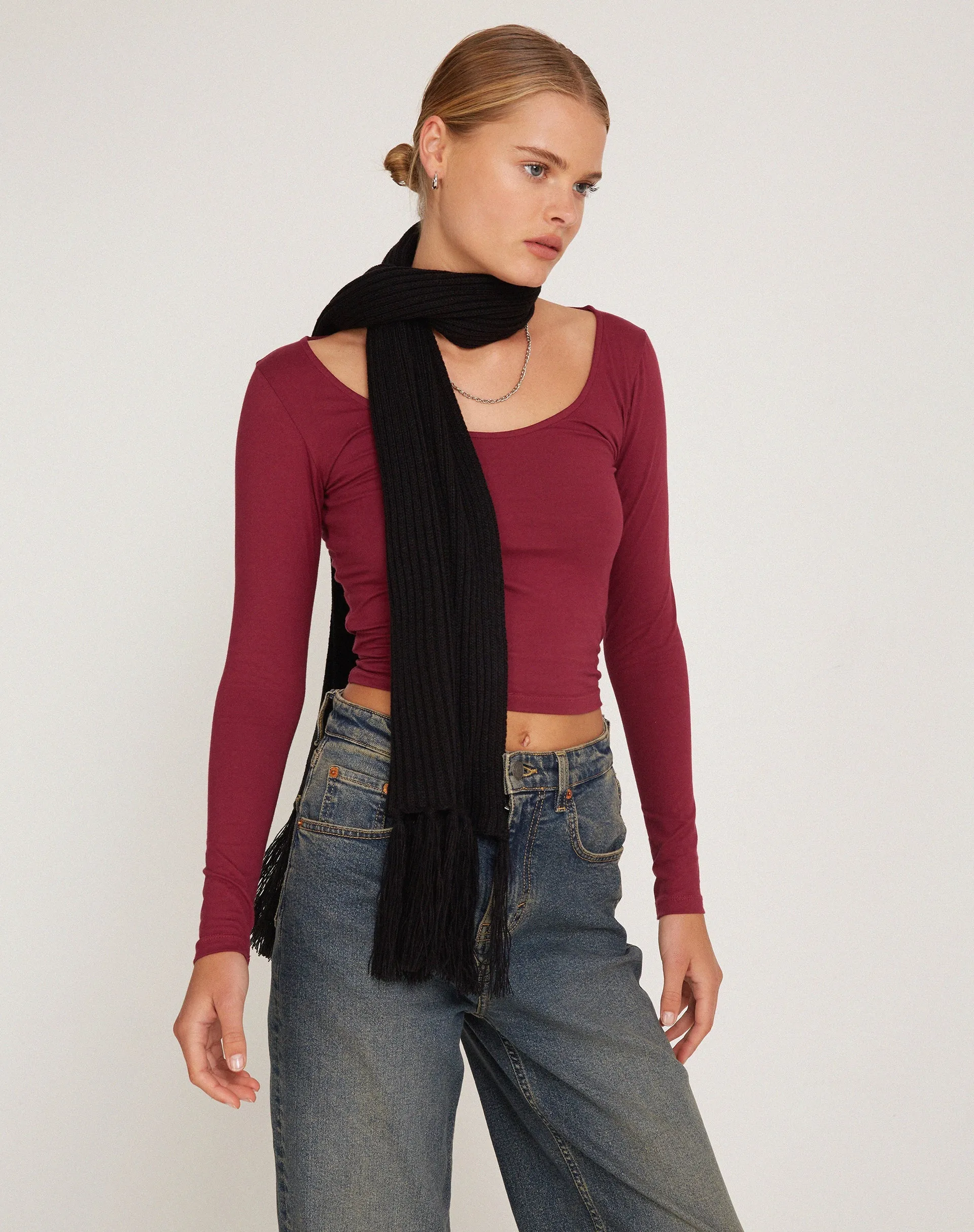 Bonlo Long Sleeve Top in Plum