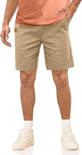 Comdecevis Mens Casual Shorts Stretch Waist Drawstring Summer Beach Twill Chino Golf Shorts