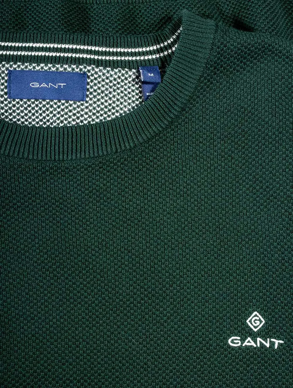 Cotton Piqué Crew Sweater Evening Blue