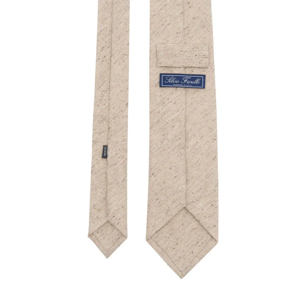 Cream Heritage Weave Cotton Silk Wool Tie