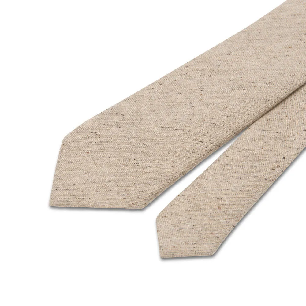Cream Heritage Weave Cotton Silk Wool Tie