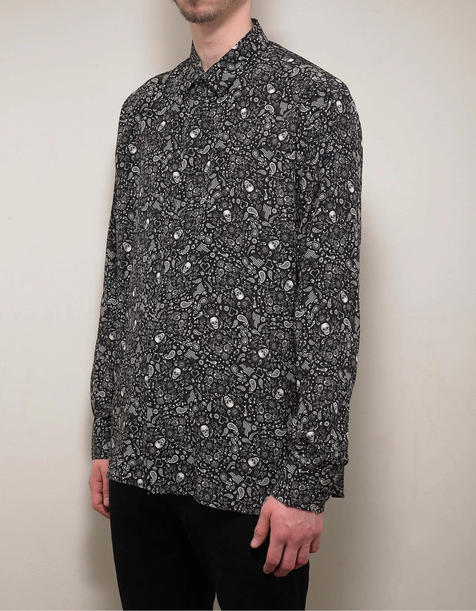 Crepe De Chine USA Skull Silk Shirt