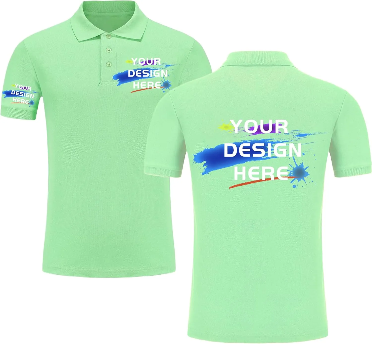 Custom Polo Shirt for Men Customized Golf T Shirts Design Your Own Front Back Personalized Tee PrintLogo Name
