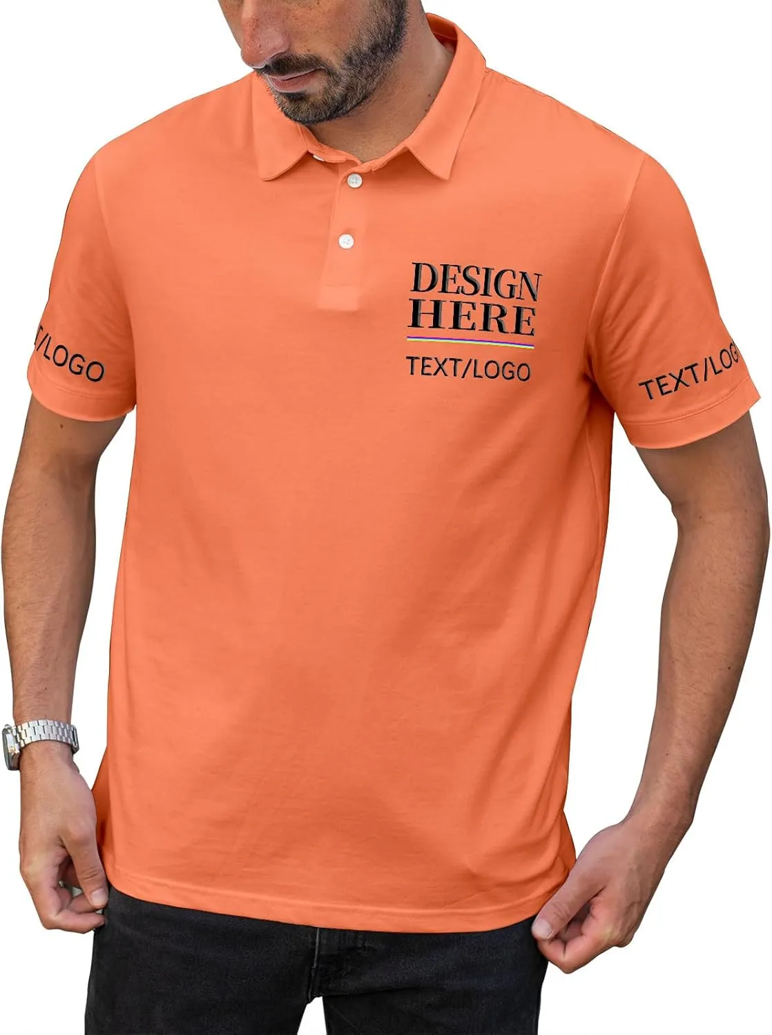 Custom Polo Shirts for Men Women, Personalized Golf Shirts with Text/Logo/Photo, Bulk Customized Business Polo Shirt