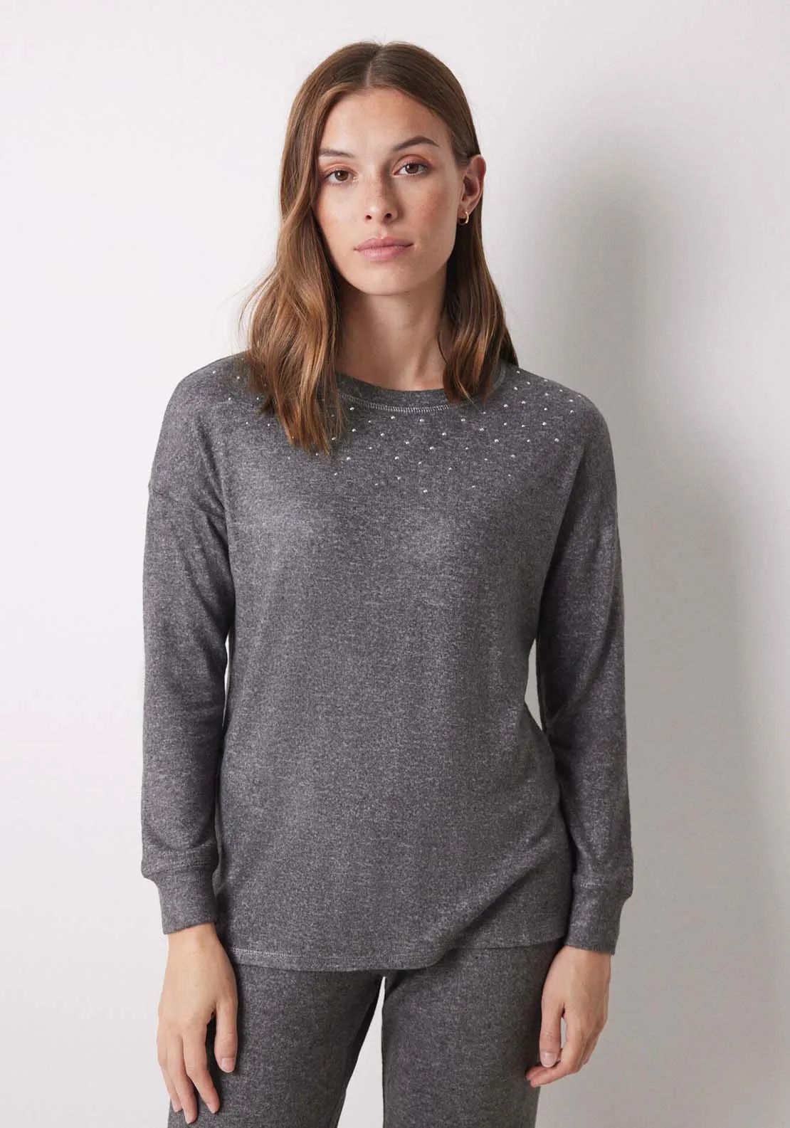 Dark grey knitted long set - Grey