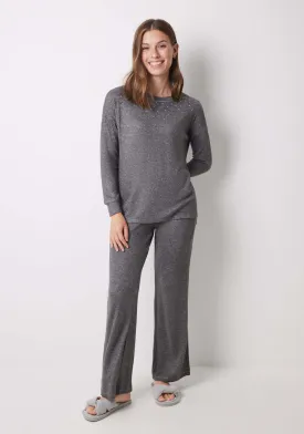 Dark grey knitted long set - Grey