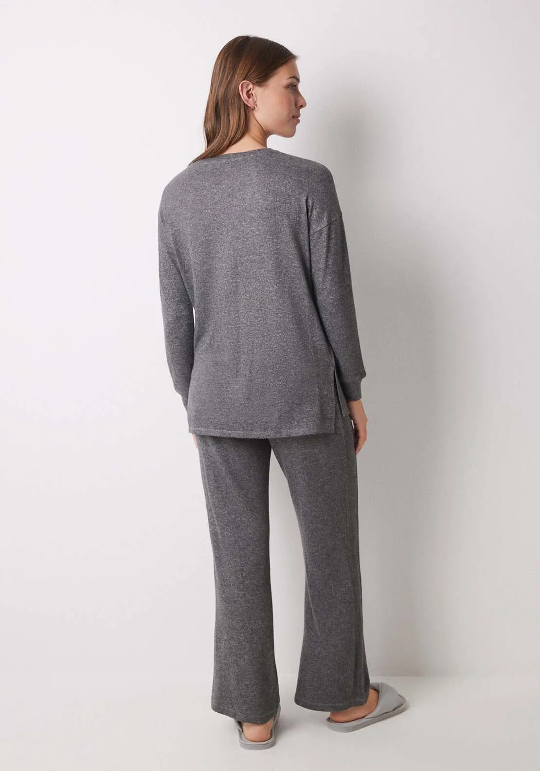 Dark grey knitted long set - Grey
