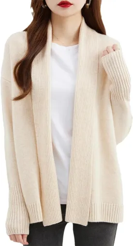 Dvbfufv Women's Merino Wool Cardigans Sweater Women's Fall Winter Fashion Warm Long Sleeve Knitted Cardigan Sweater