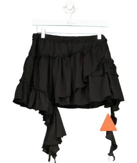 Ego Black Mid Rise Frill Distressed Detail Mini Skirt UK 10
