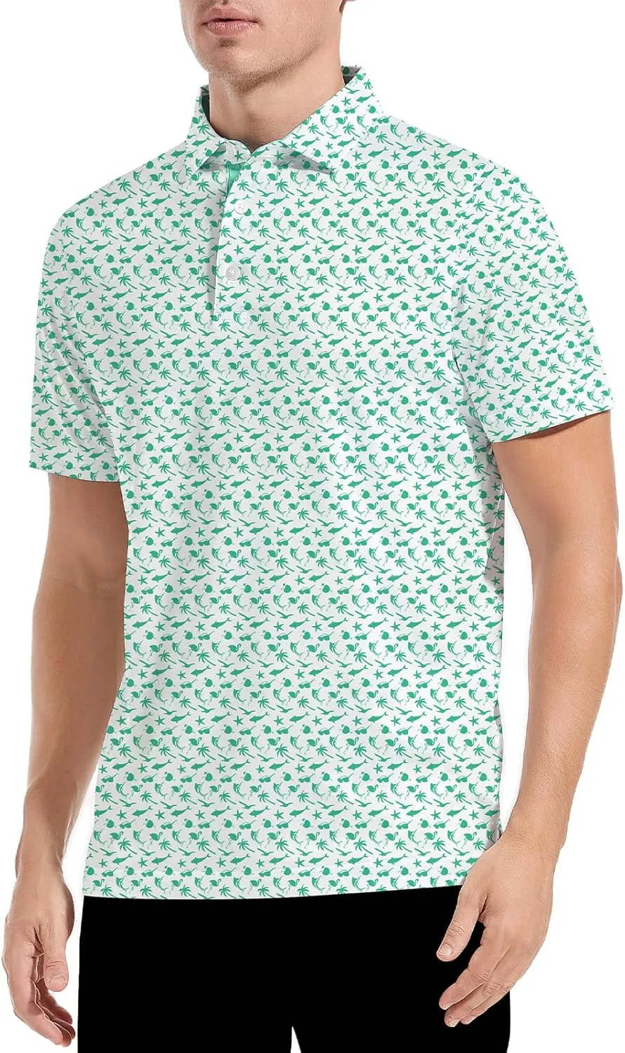 Golf Shirts for Men Dry Fit Funny Print Moisture Wicking Shirts Short Sleeve Quick Dry Collared Men's Polo Shirt