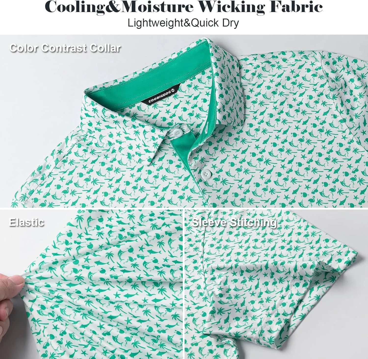 Golf Shirts for Men Dry Fit Funny Print Moisture Wicking Shirts Short Sleeve Quick Dry Collared Men's Polo Shirt