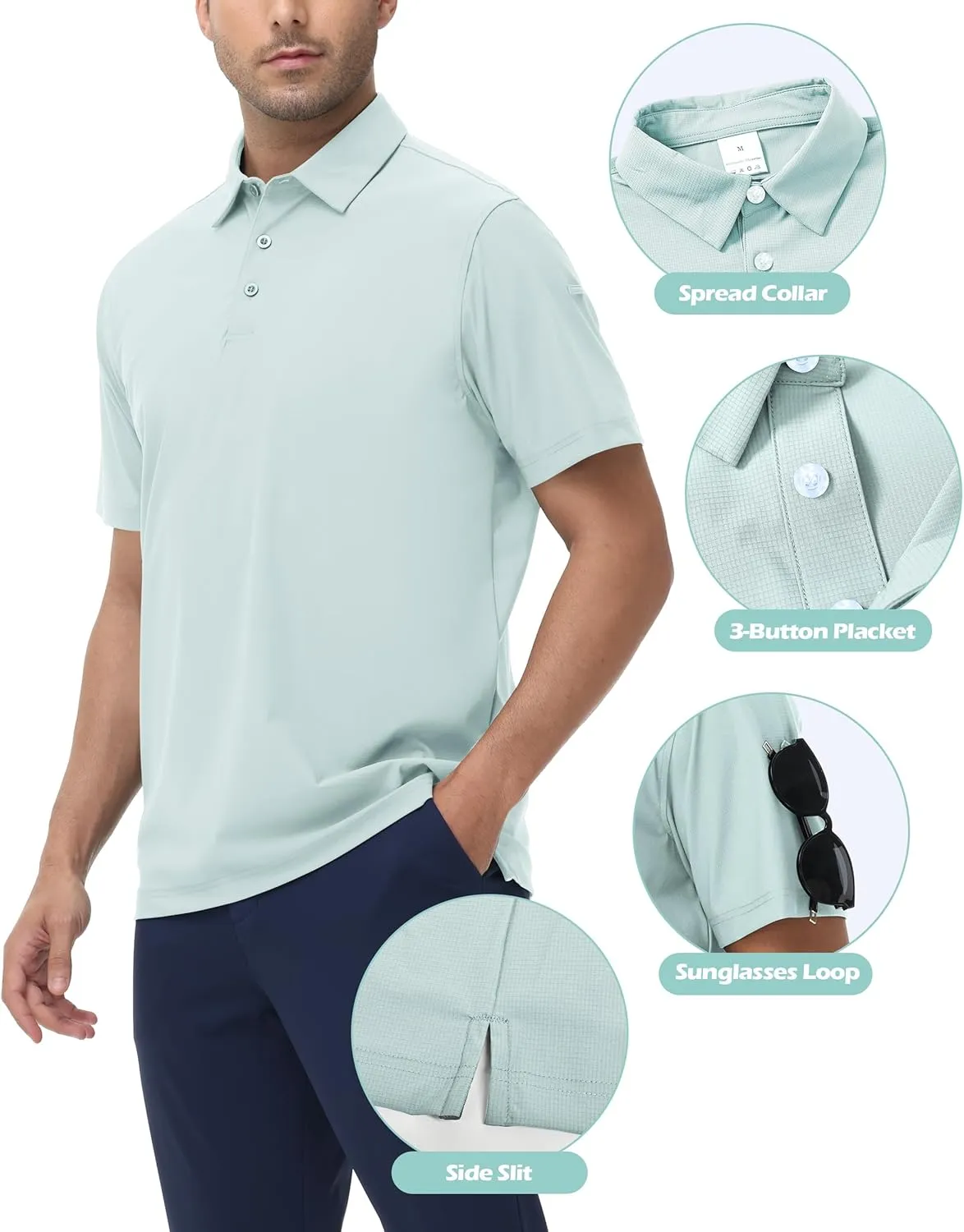 Golf Shirts for Men - Mens Polo Shirts Work Slim Dri Fit Short Sleeve, UV Protection Athletic Men Polo Shirt Moisture Wicking