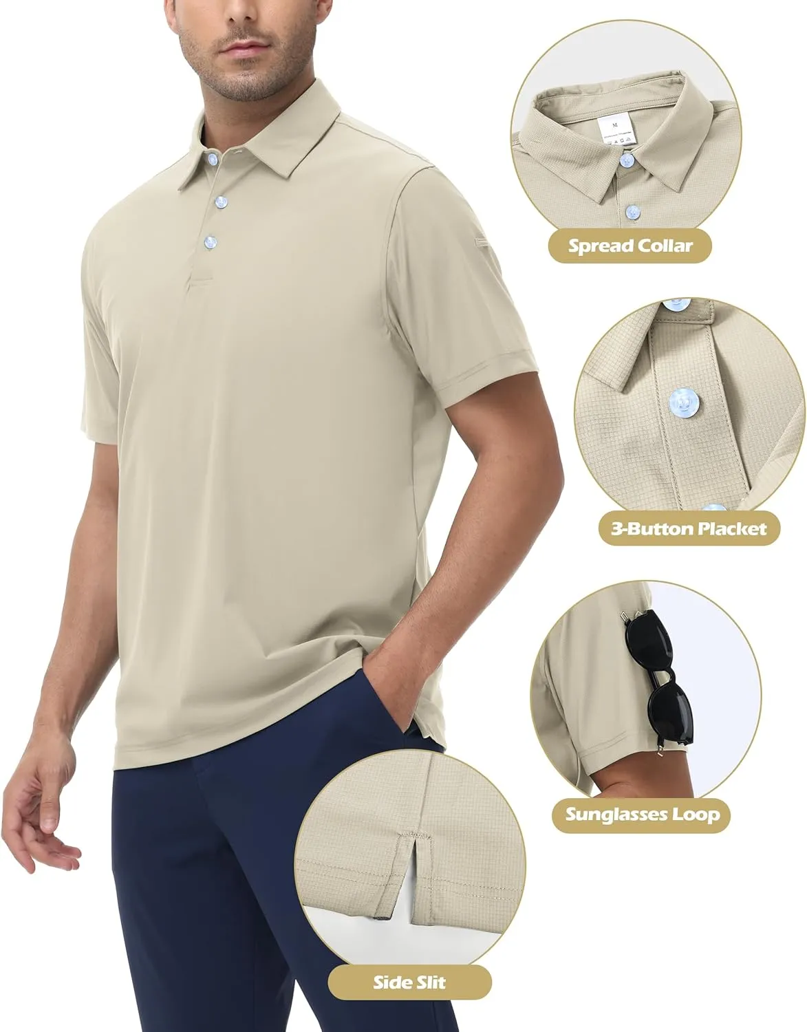 Golf Shirts for Men - Mens Polo Shirts Work Slim Dri Fit Short Sleeve, UV Protection Athletic Men Polo Shirt Moisture Wicking