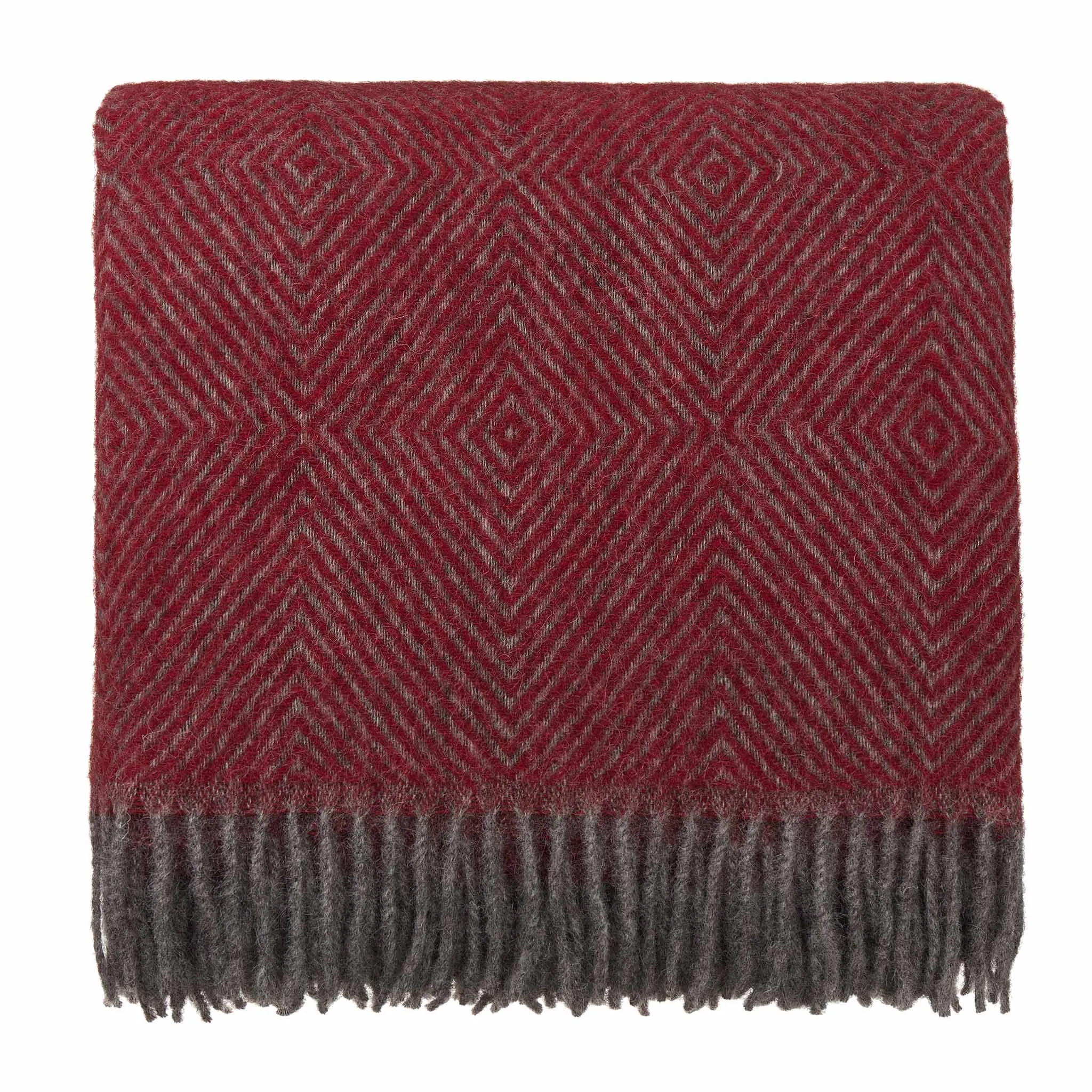 Gotland Dia Wool Blanket [Red/Grey]