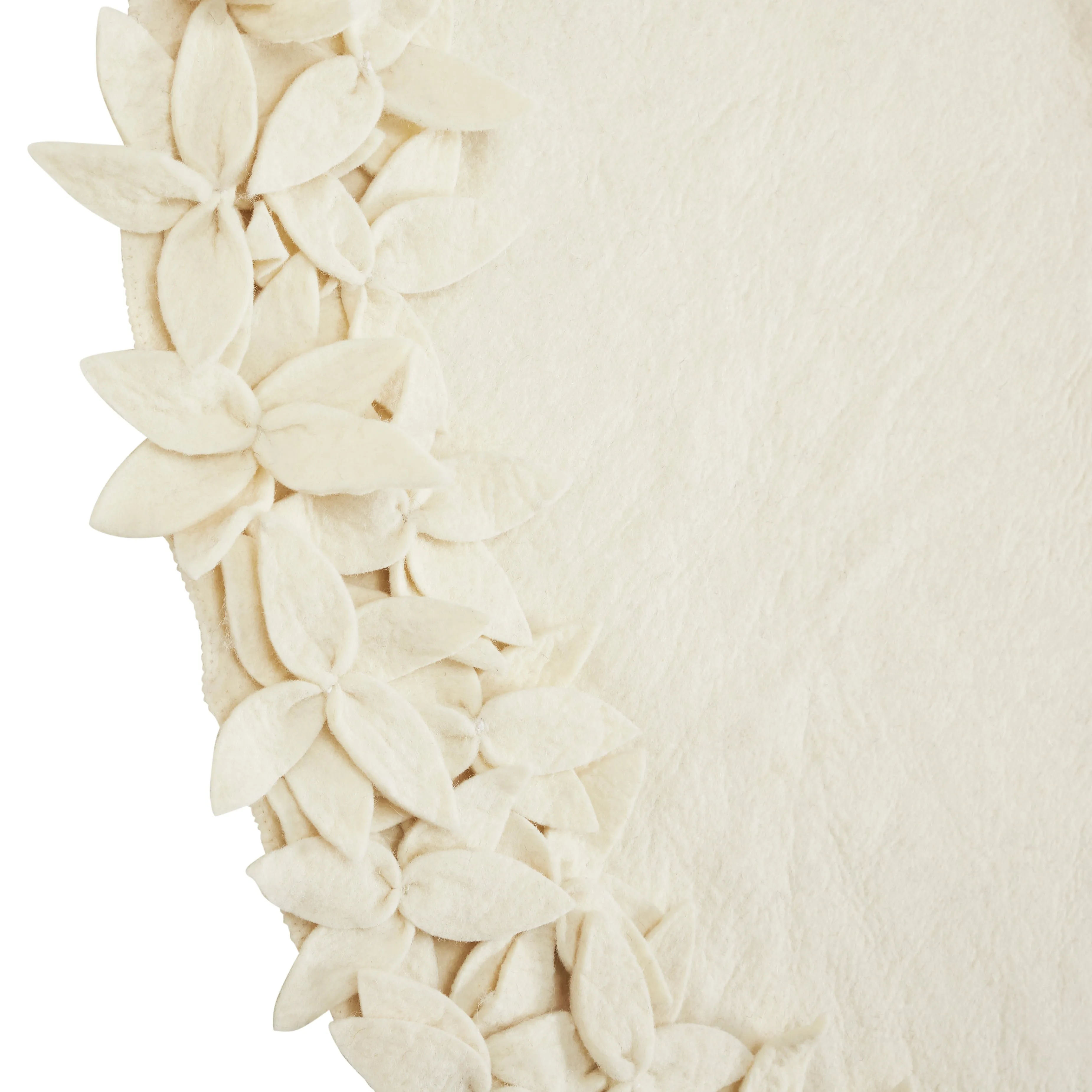 Handmade Felt Mini Christmas Tree Skirt - Cream Overlapping Flowers - 26"