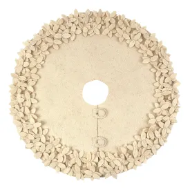 Handmade Felt Mini Christmas Tree Skirt - Cream Overlapping Flowers - 26"