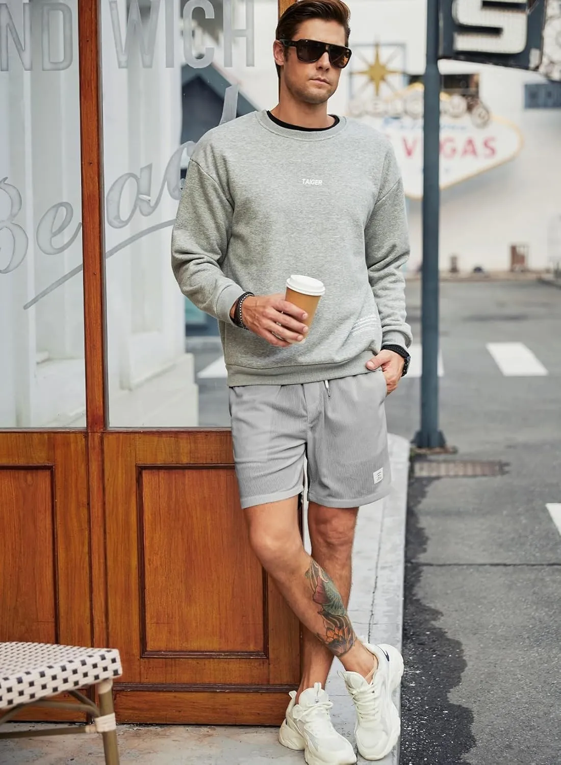 JMIERR Men's Corduroy Shorts Casual Elastic Waist Drawstring Lightweight Summer Beach Shorts