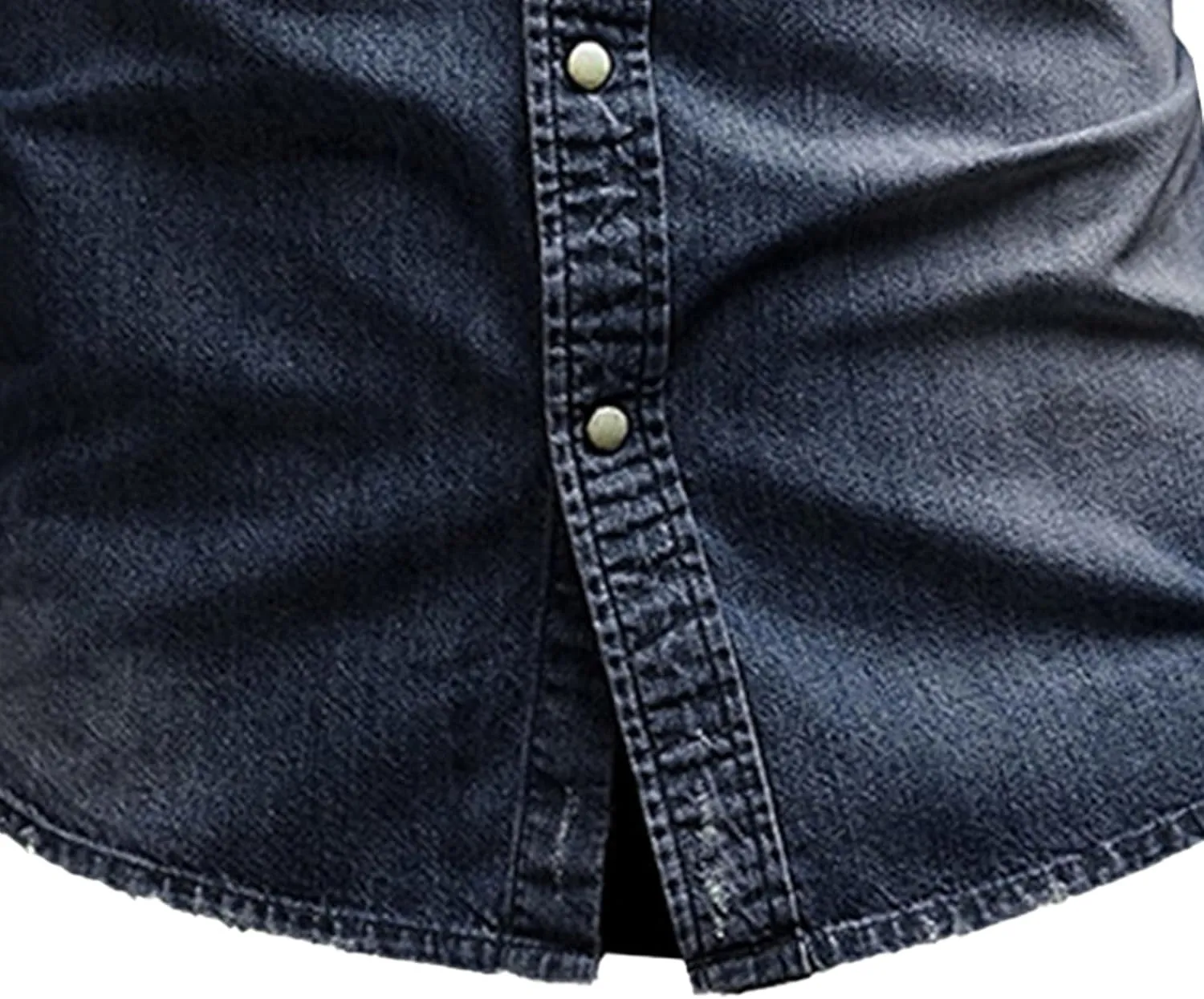 Maiyifu-GJ Men's Western Distressed Denim Shirt Casual Slim Fit Button Down Long Sleeve Wash Work Denim Jean Shirt