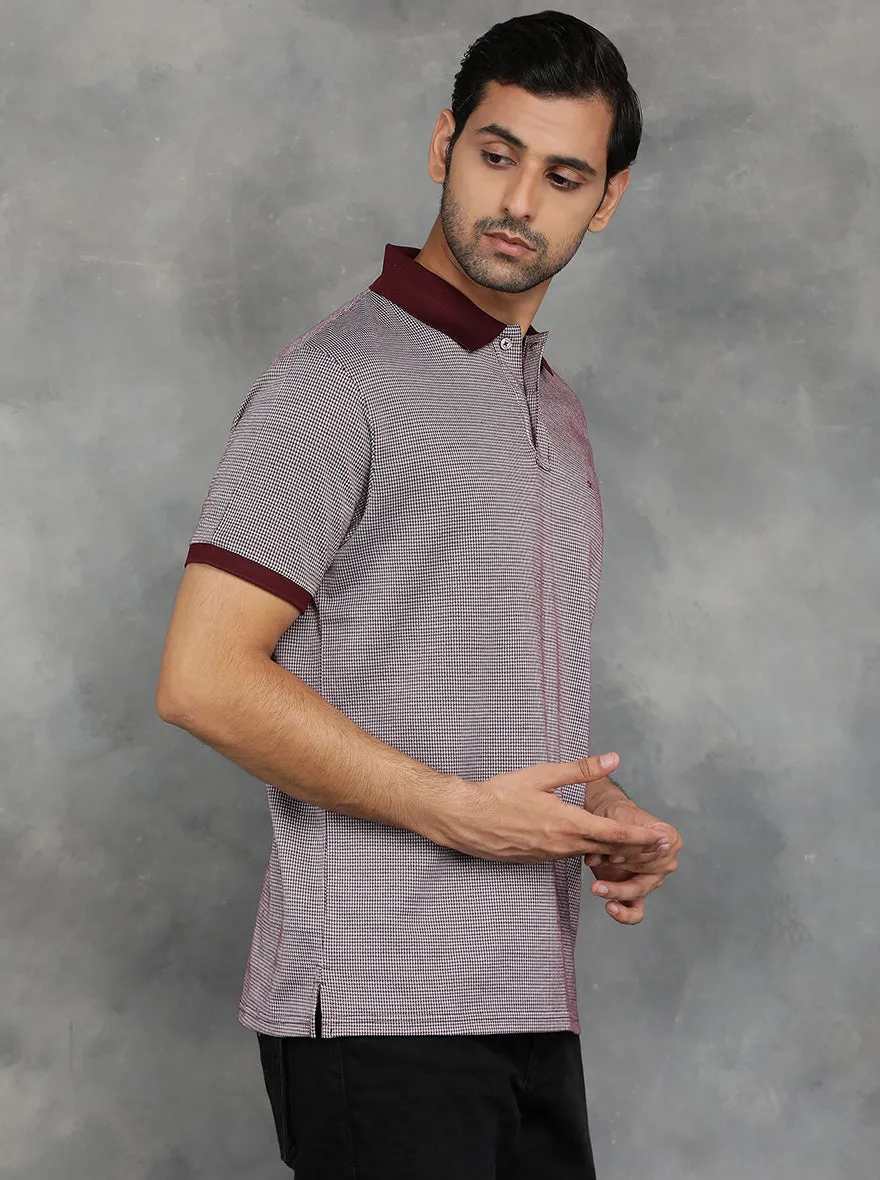 Maroon Solid Regular Fit Polo T-Shirt | JadeBlue