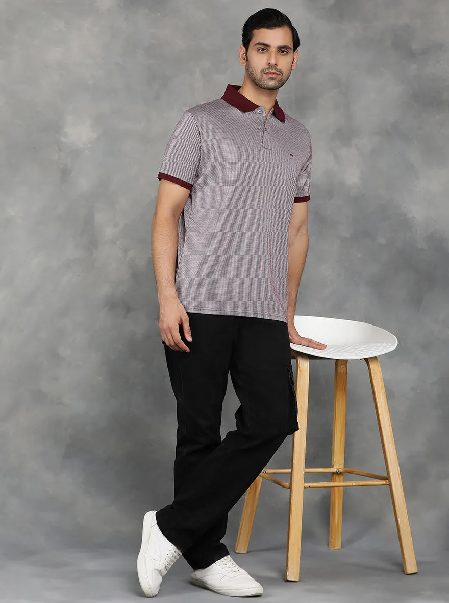 Maroon Solid Regular Fit Polo T-Shirt | JadeBlue
