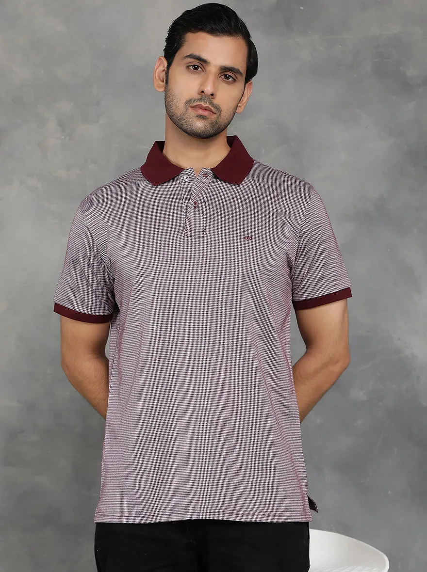 Maroon Solid Regular Fit Polo T-Shirt | JadeBlue