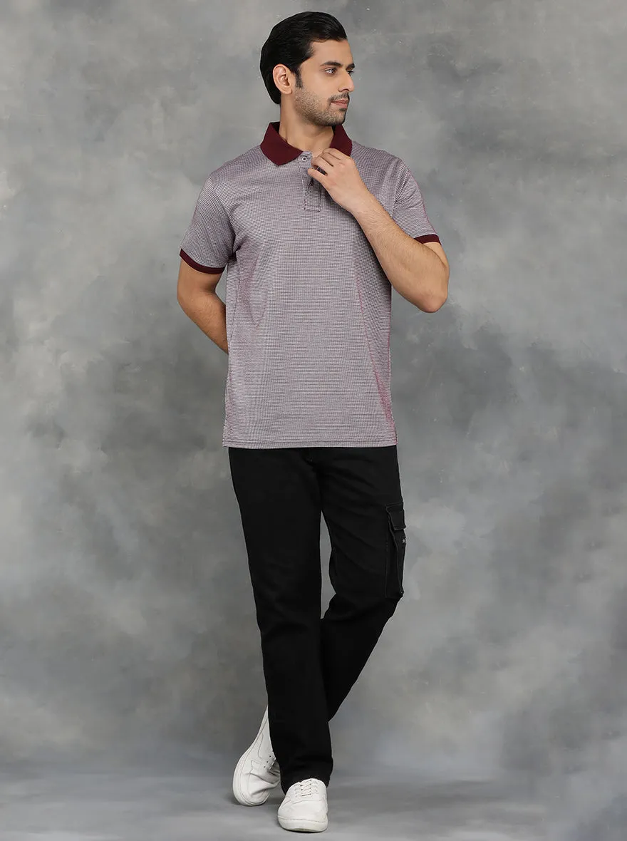 Maroon Solid Regular Fit Polo T-Shirt | JadeBlue