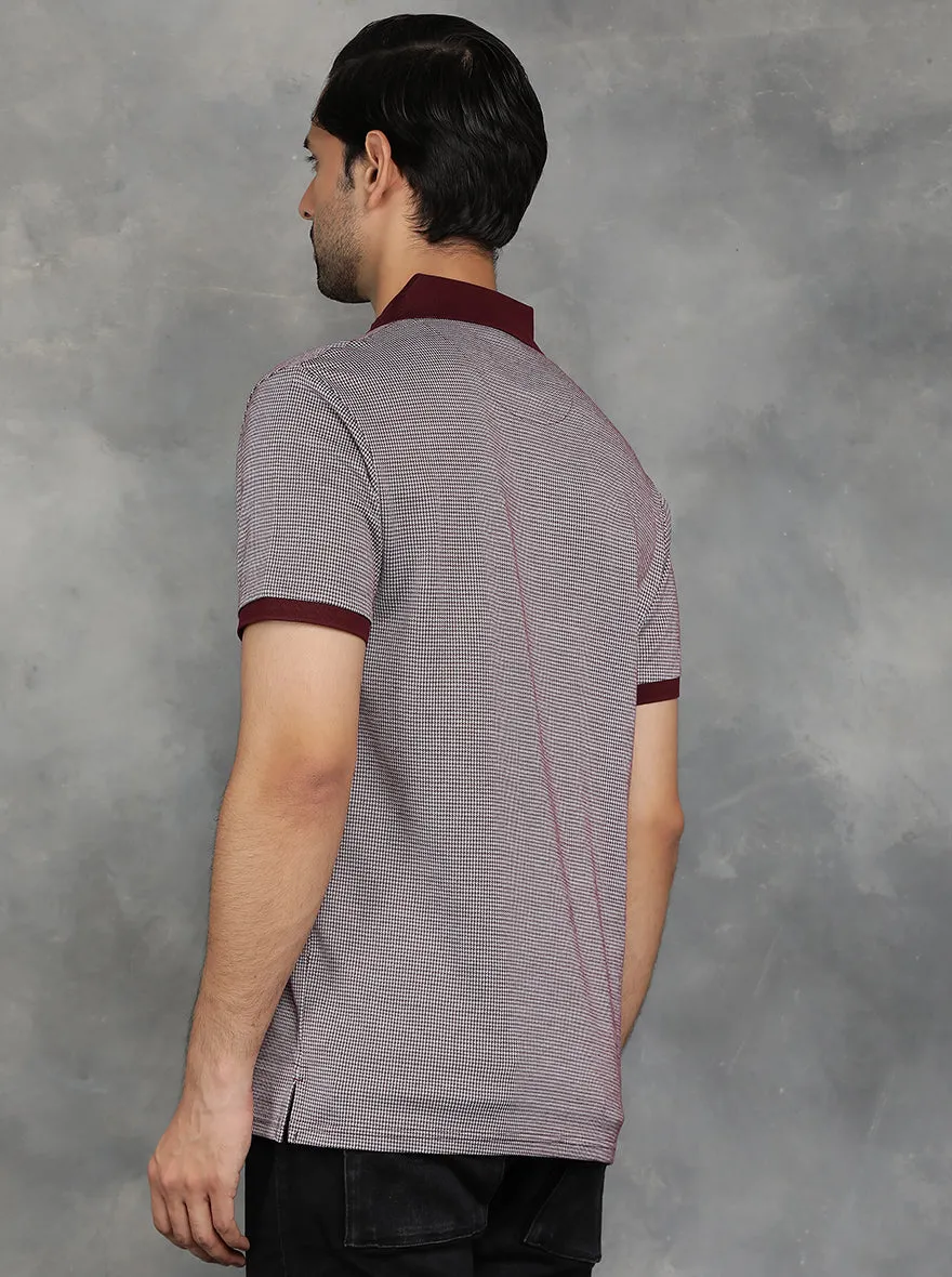Maroon Solid Regular Fit Polo T-Shirt | JadeBlue