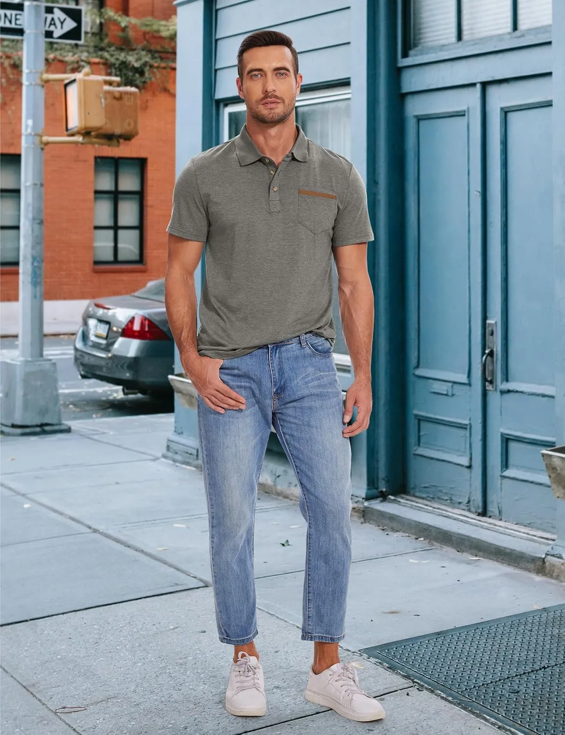 Men's Casual Polo Shirts Short Sleeve Summer Shirts Classic Collared Golf Shirt