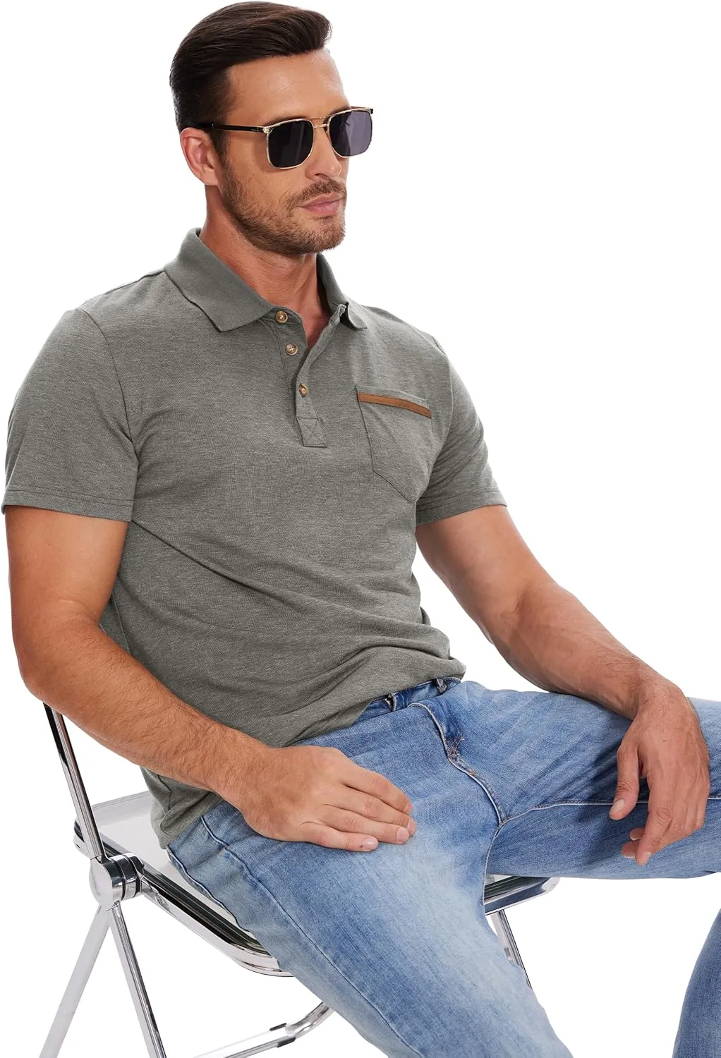 Men's Casual Polo Shirts Short Sleeve Summer Shirts Classic Collared Golf Shirt