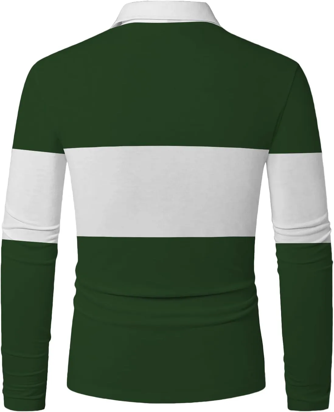 Mens Fashion Long Sleeve Polo Shirts Casual Golf Shirts Color Block Cotton Top