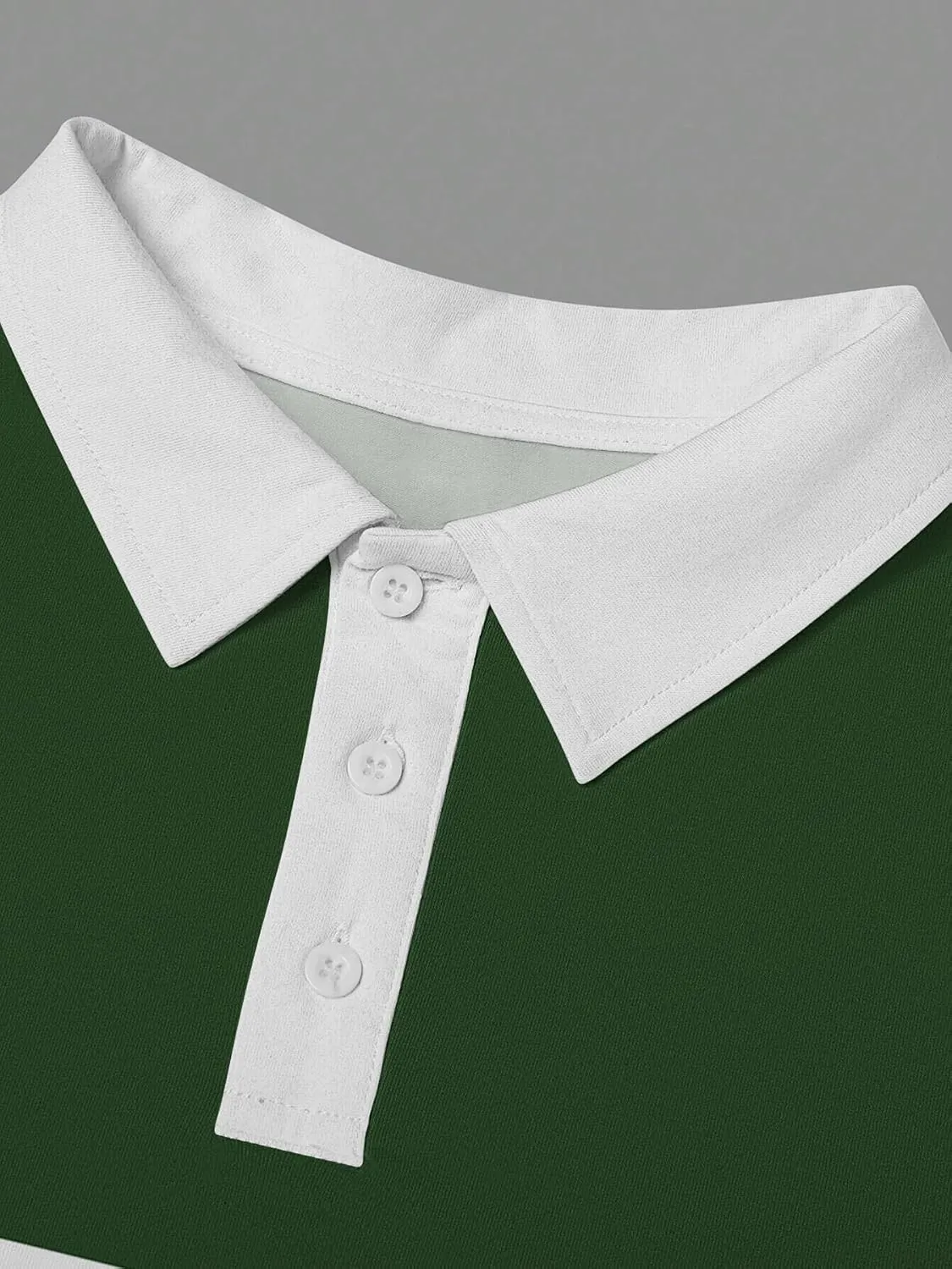 Mens Fashion Long Sleeve Polo Shirts Casual Golf Shirts Color Block Cotton Top
