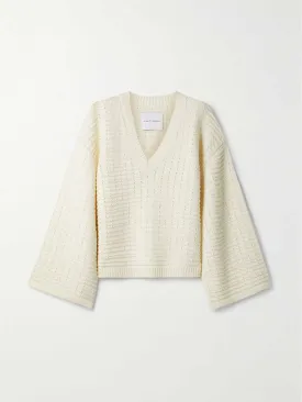 Open-knit wool sweater