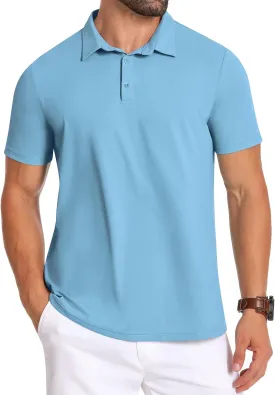 PEGENO Mens Polo Shirts Short Sleeve Golf Shirts Moisture Wicking Athletic Casual Polo Shirts