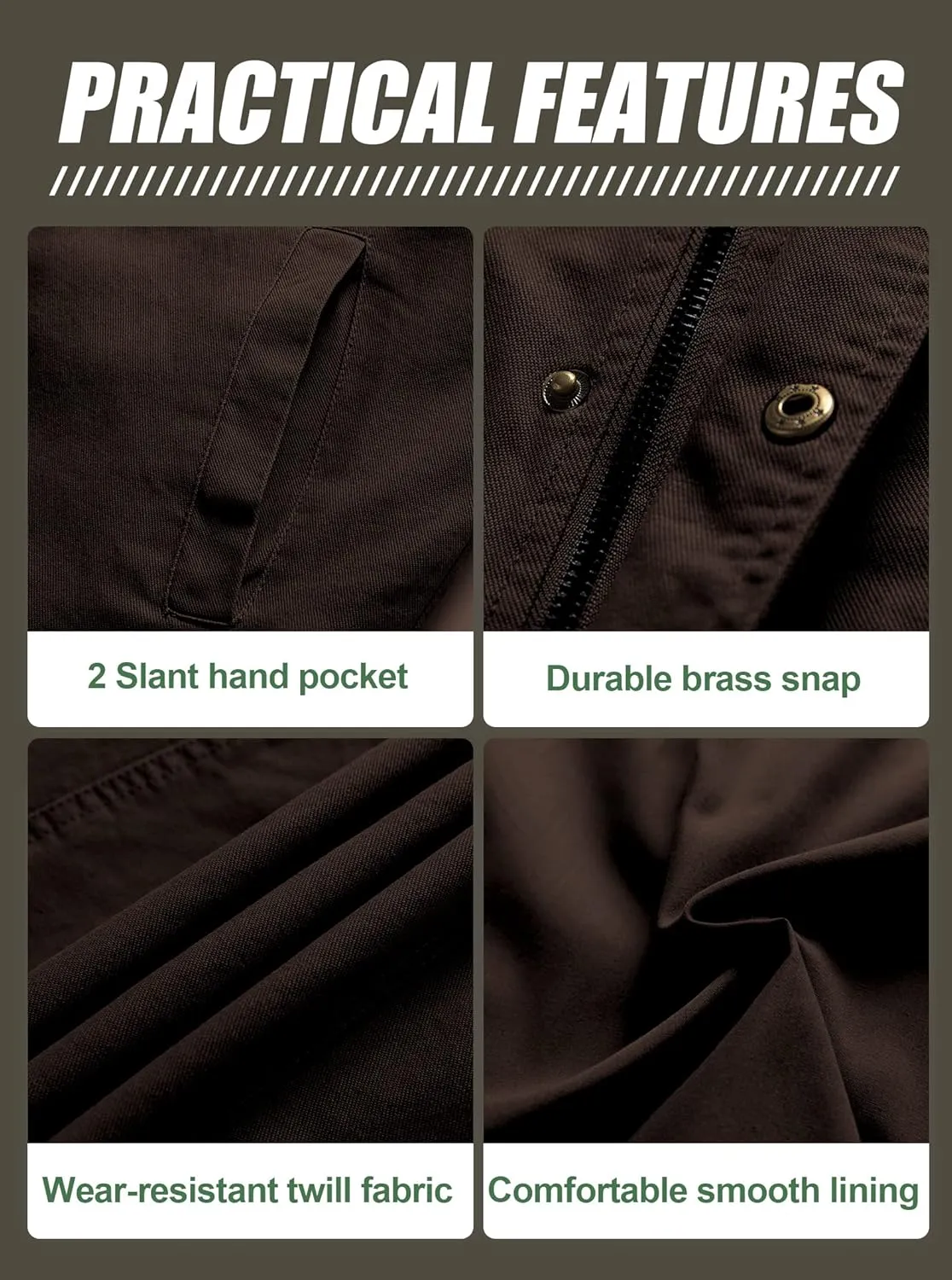 Pursky Men's Canvas Cotton Military Casual Field Jacket Outerwear With Removable Hood