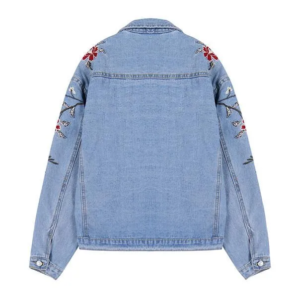 Roses Cute Embroidery Denim Jacket