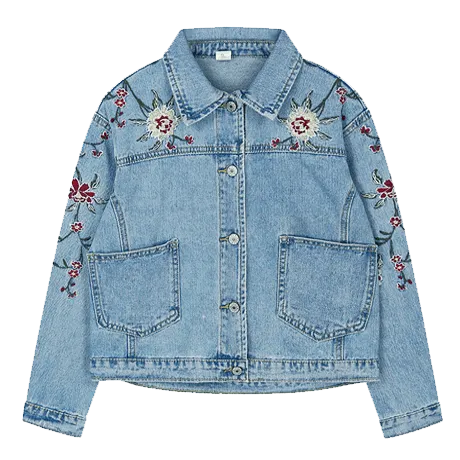 Roses Cute Embroidery Denim Jacket