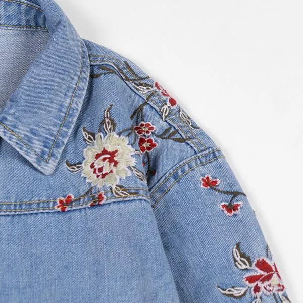 Roses Cute Embroidery Denim Jacket