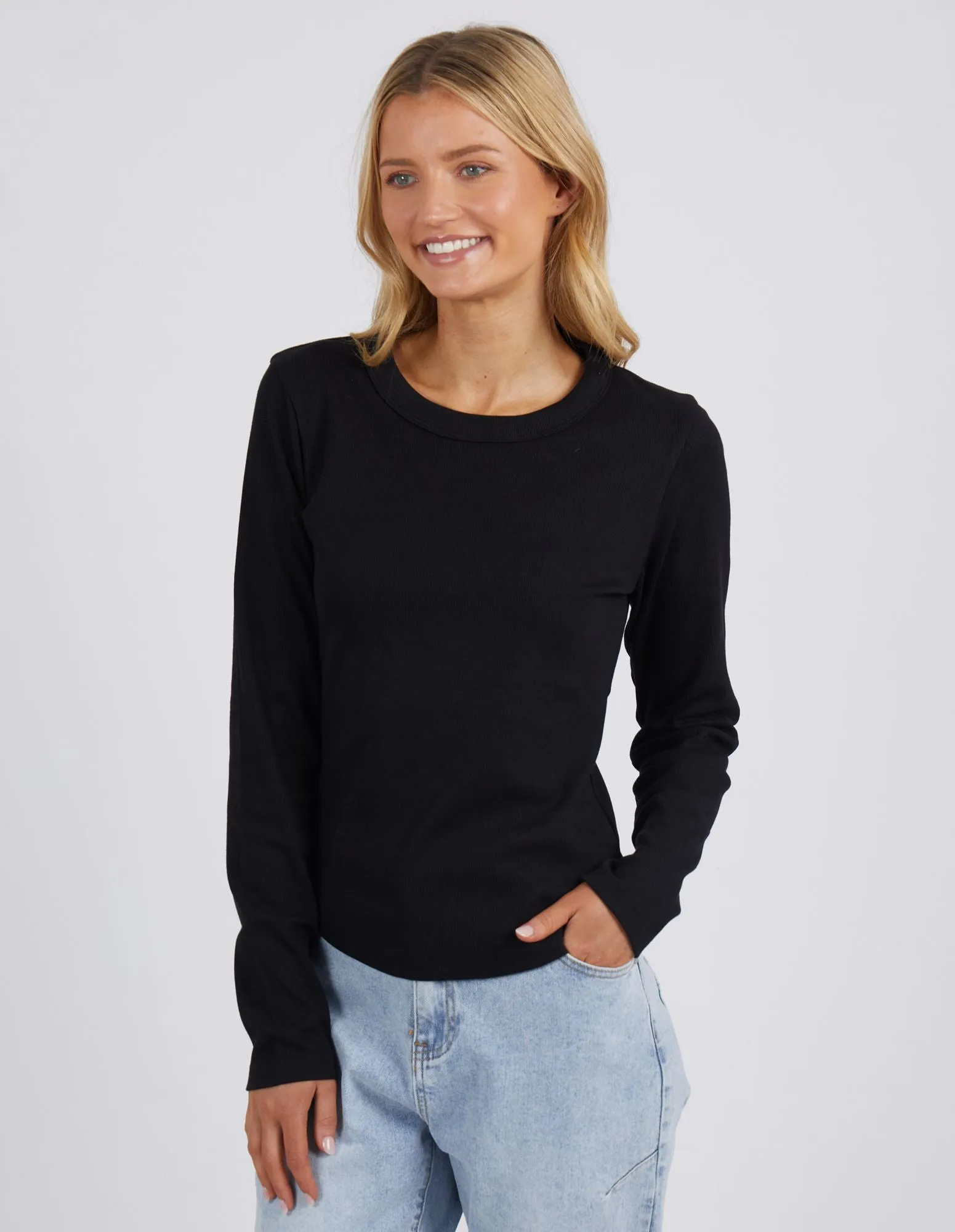 Scoop Long Sleeve Rib Tee
