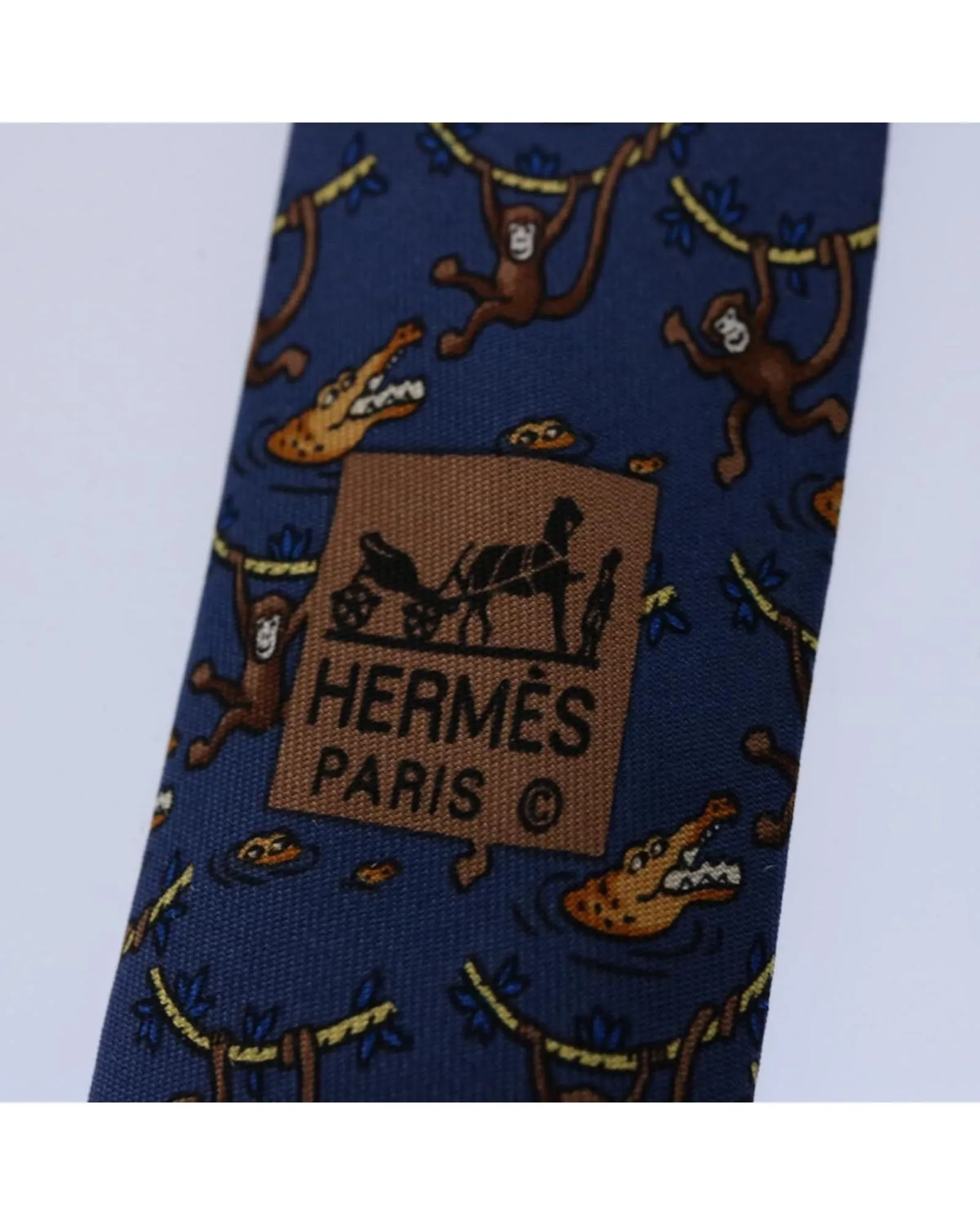 Silk Blue Navy Necktie by Hermes
