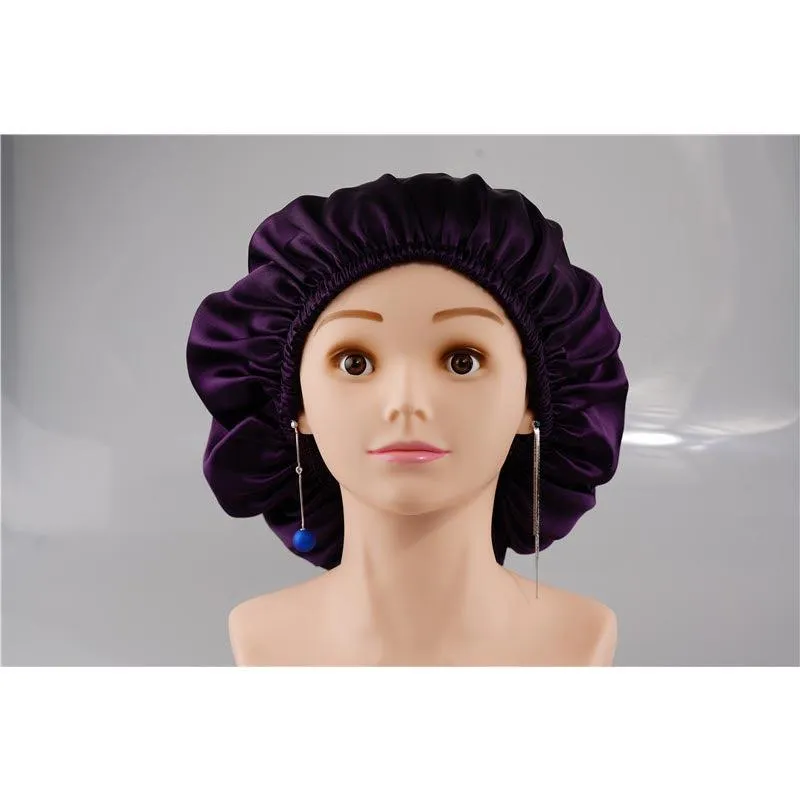 Silk Hair Bonnet - Double side no edge - Deep Purple