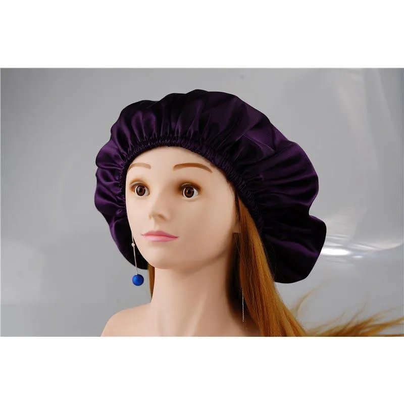 Silk Hair Bonnet - Double side no edge - Deep Purple