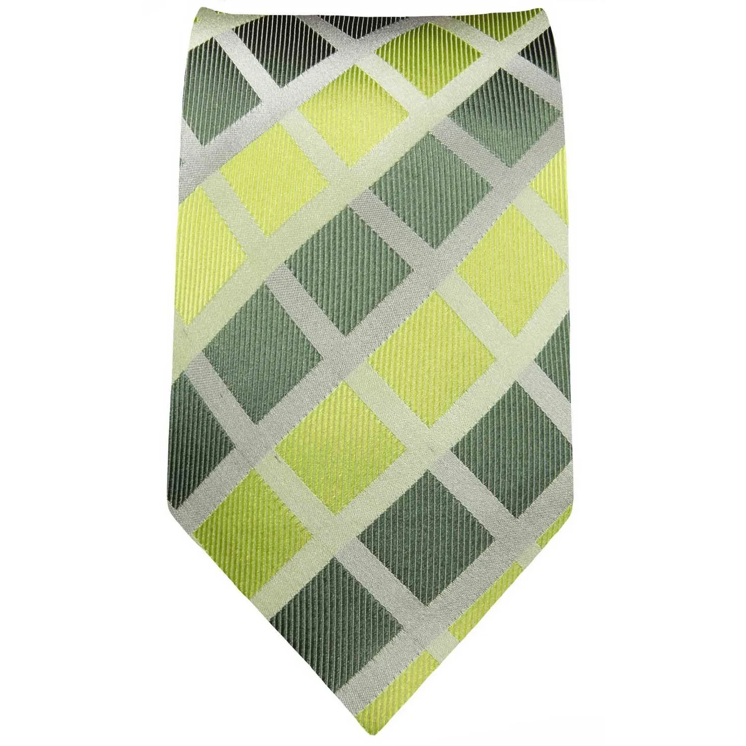 Silk Necktie by Paul Malone . Lime Green and Silver