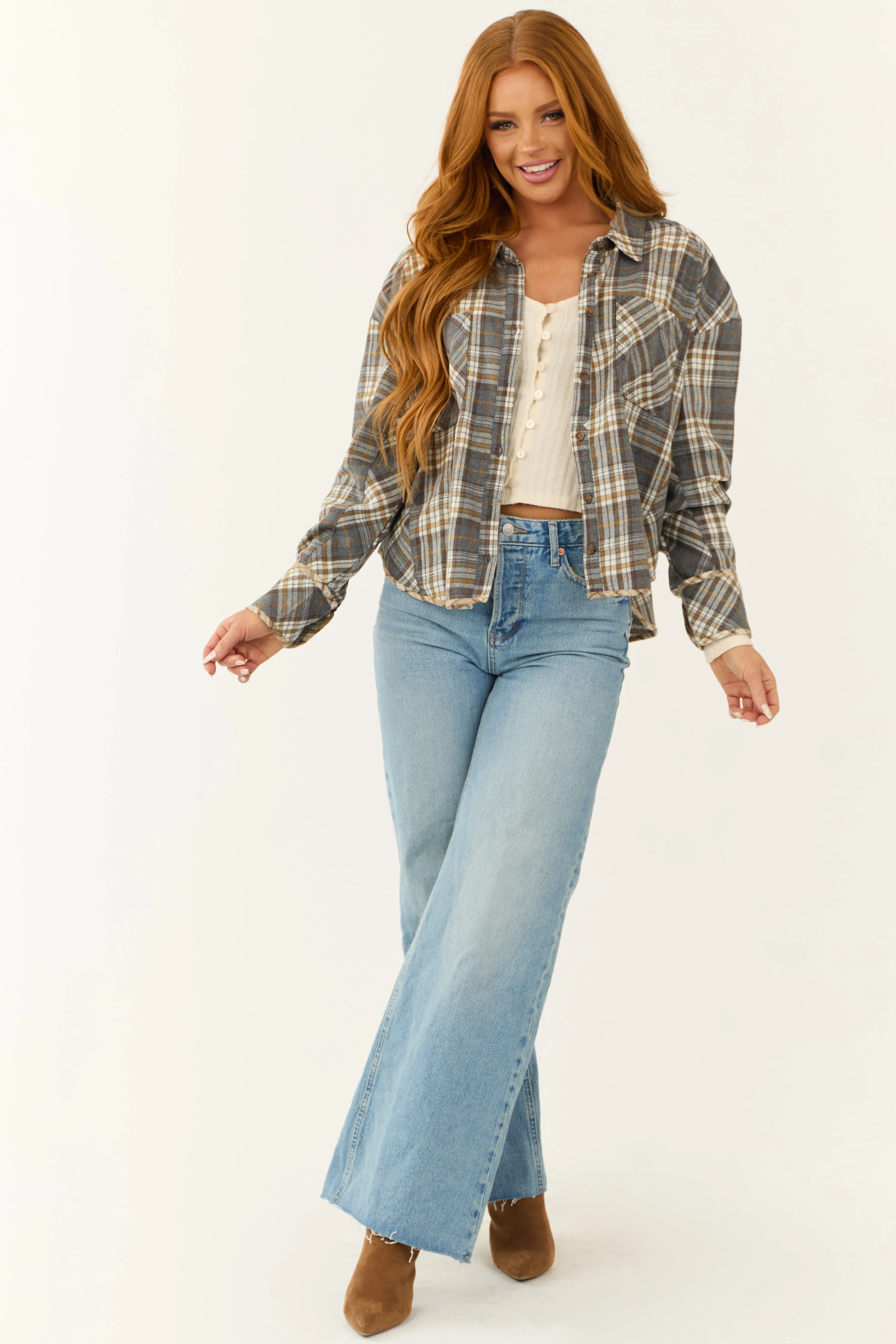Slate Plaid Double Chest Pocket Soft Flannel